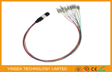 Cable de alta densidad de MTP MPO - conectores machos de las asambleas de cable del Hydra de la base del LC 12 con los pernos de guía